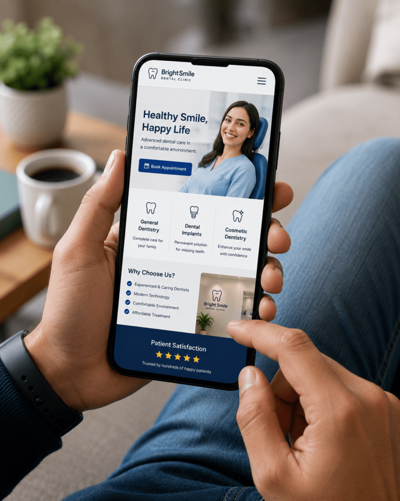 patient easily booking an appointment on a fast mobile friendly website