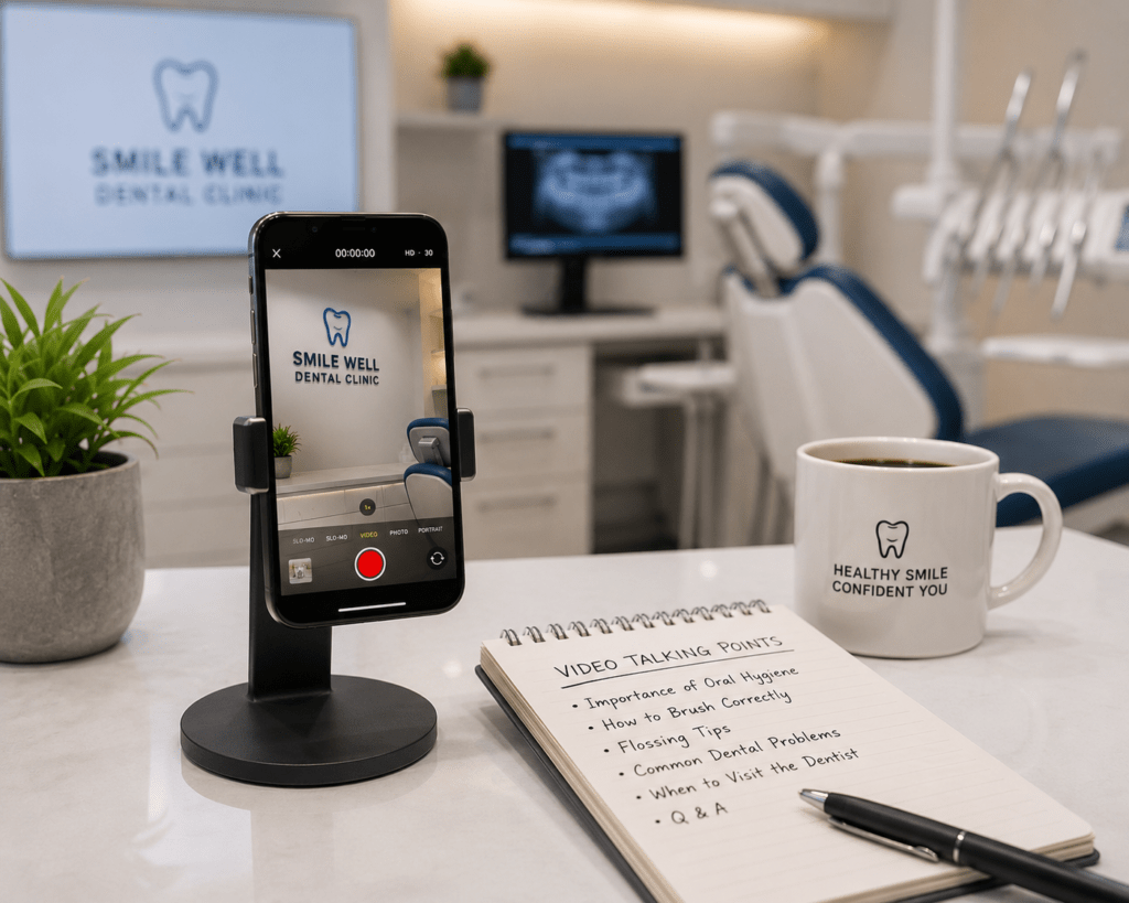 Simple smartphone video recording setup for a dental practic