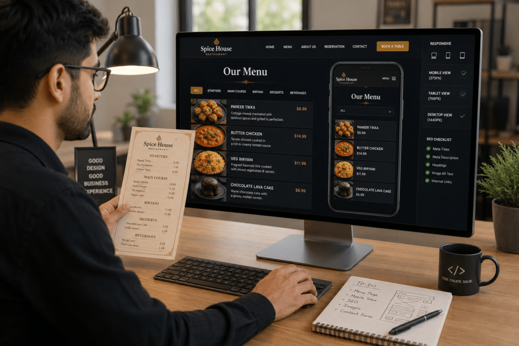Updating restaurant website menu for better search visibility