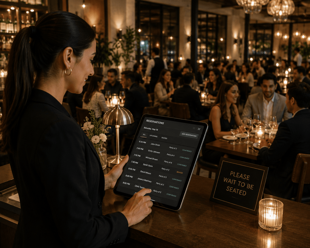 Restaurant filled with guests booked through a professional website