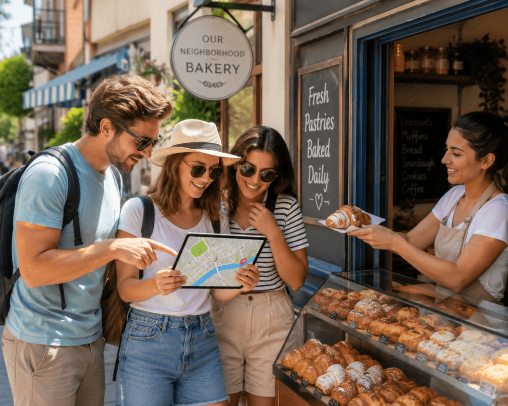 Tourists finding a local bakery using neighborhood search optimization