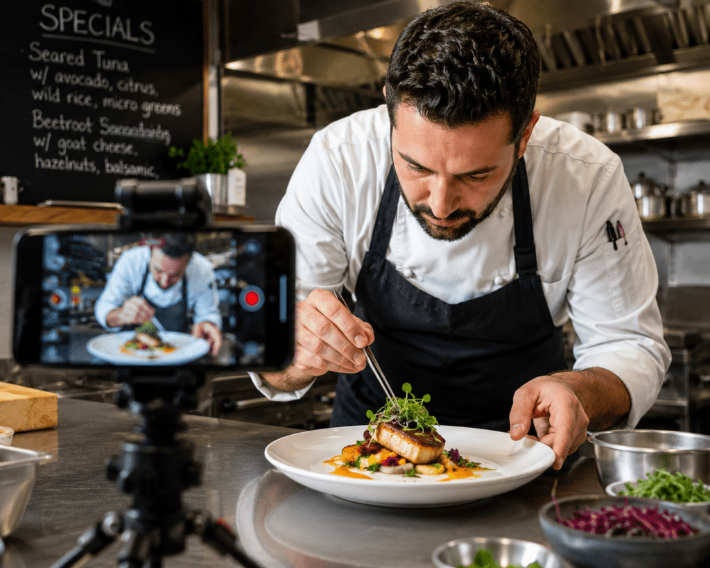 Behind the scenes content creation for restaurant social media marketing
