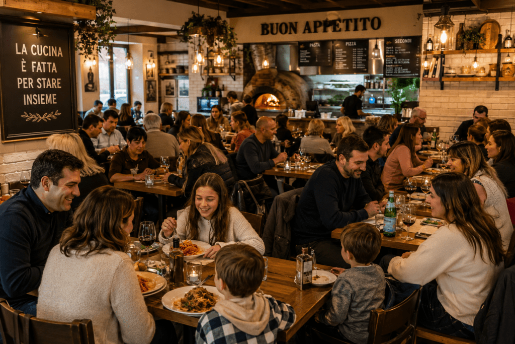 Busy dining room filled with customers who booked through a new website