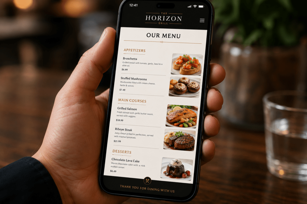 restaurant web design for reservations
