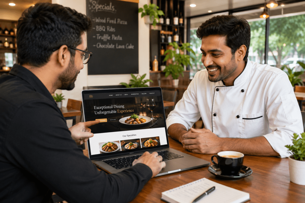Professional restaurant web design presentation for a food business