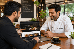 Professional restaurant web design presentation for a food business